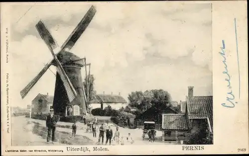 Ak Pernis Rotterdam Südholland Niederlande, Uiterdijk, Molen, Windmühle