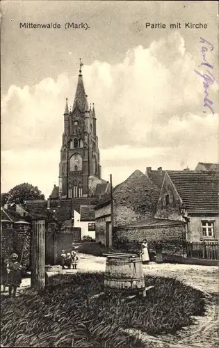 Ak Mittenwalde in der Mark, Ortspartie, Kirche