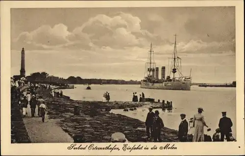 Ak Chorzelin Osternothafen Świnoujście Swinemünde Pommern, Einfahrt in die Molen, Dampfschiff