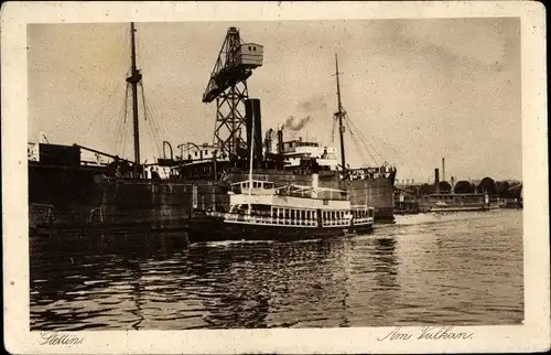 Ak Szczecin Stettin Pommern, Vulkan Werft, Dampfer