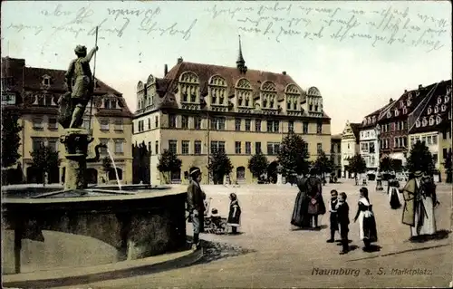Ak Naumburg an der Saale, Markt, Rathaus, Brunnen