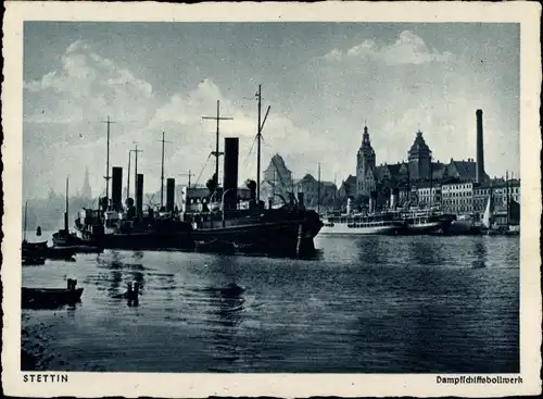 Ak Szczecin Stettin Pommern, Dampfschiffsbollwerk, Dampfer