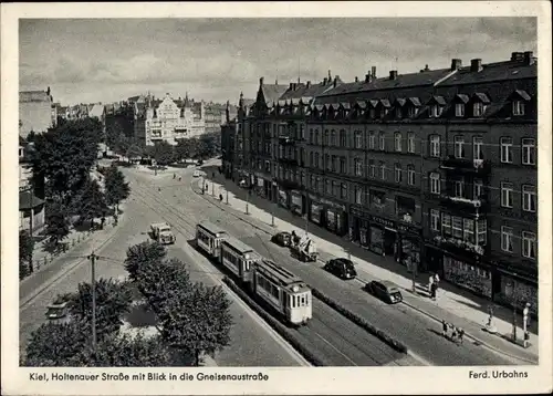 Ak Kiel, Holtenauer Straße, Gneisenaustraße, Straßenbahn