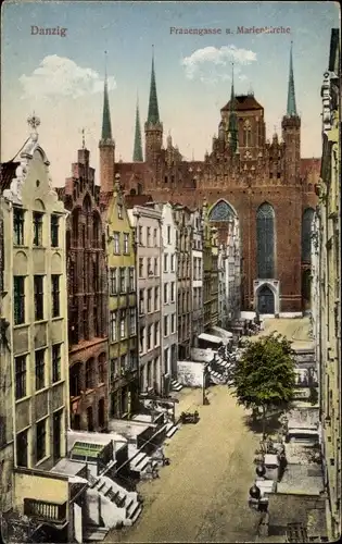 Ak Gdańsk Danzig, Frauengasse, Marienkirche