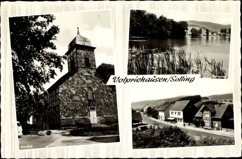 Ak Volpriehausen Uslar in Niedersachsen, Kirche, Straßenpartie, Bergsee