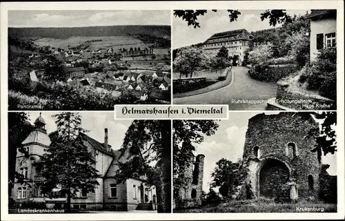 Ak Helmarshausen Bad Karlshafen in Hessen, Landeskrankenhaus, Burg Krukenburg, Erholungsheim