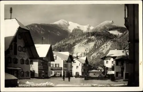 Ak Grassau in Oberbayern, Ortsansicht, Winter