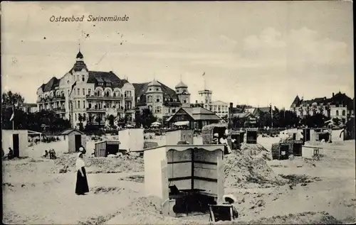 Ak Świnoujście Swinemünde Pommern, Strandpartie