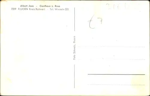 Ak Fluorn im Schwarzwald Württemberg, Gasthaus Rose