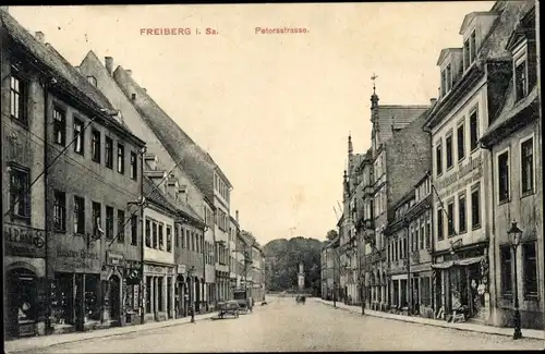 Ak Freiberg in Sachsen, Petersstraße, Geschäfte