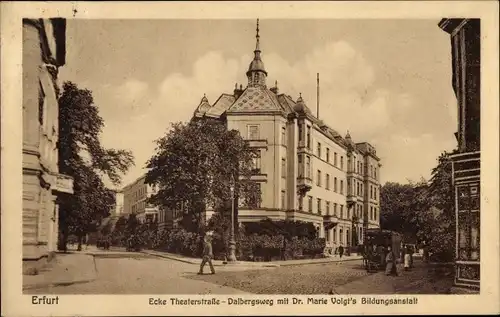 Ak Erfurt in Thüringen, Theaterstraße Ecke Dalbergsweg, Dr. Marie Voigts Bildungsanstalt