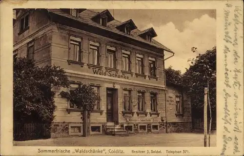 Ak Colditz in Sachsen, Sommerfrische Waldschänke, Bes. J. Seidel