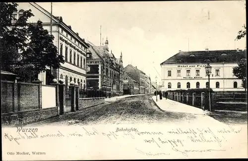 Ak Wurzen in Sachsen, Bahnhofstraße, Hotel zur Post