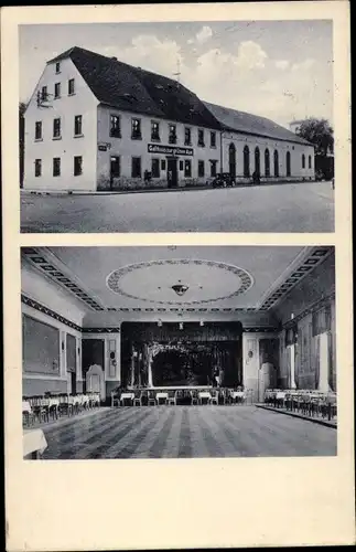 Ak Frohburg in Sachsen, Gasthaus zur grünen Aue, Saal