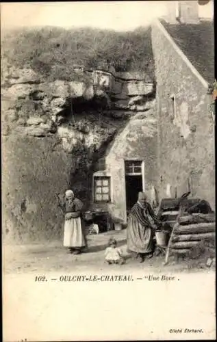 Ak Oulchy le Château Aisne, Une Bove, Felsbehausung