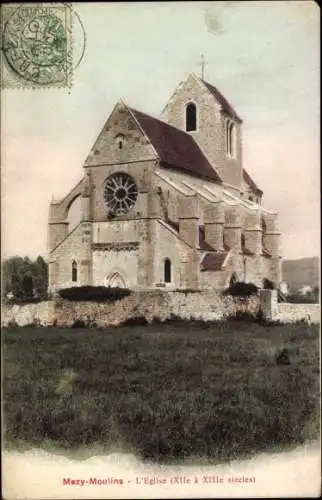 Ak Mézy Moulins Aisne, Kirche