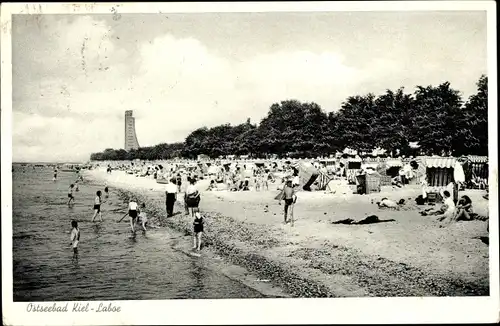 Ak Ostseebad Laboe, Marine Ehrenmal, Strandleben