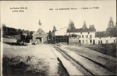 Ak La Harazée Vienne le Château Marne, Die Kirche