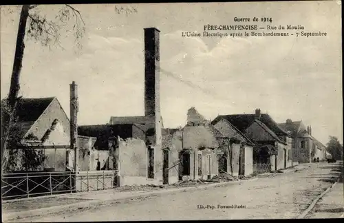 Ak Fère Champenoise Marne, Rue du Moulin, Kriegszerstörungen, I WK