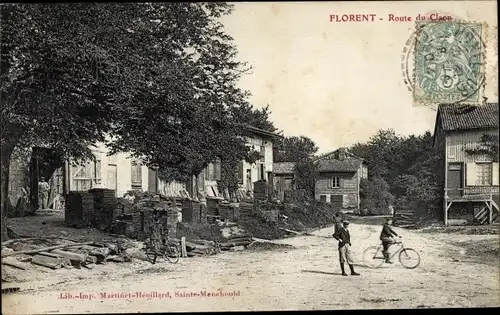 Ak Florent en Argonne Marne, Route du Claon