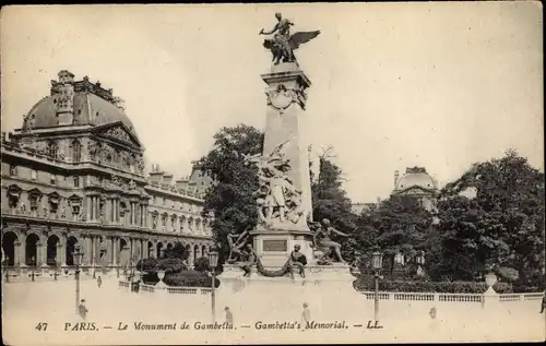 Ak Paris III, Gambetta-Denkmal