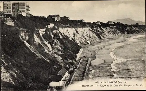 Ak Biarritz Pyrénées Atlantiques, Helianthe und Cote des Basques Beach