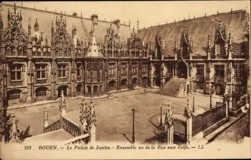 Ak Rouen Seine Maritime, Palais de Justice, Ensemble von der Rue aux Jews aus gesehen