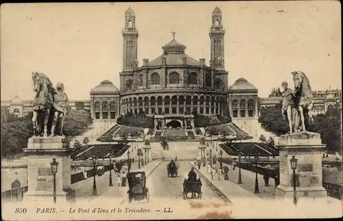 Ak Paris, Pont d’Iéna, Trocadero