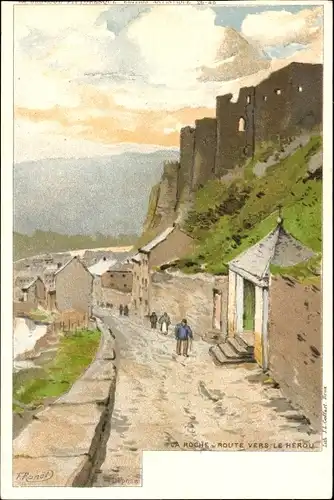 Künstler Litho Ranot, F., La Roche en Ardenne Wallonien Luxemburg, Route vers le Herou