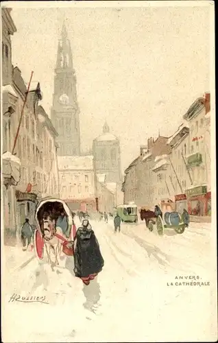 Künstler Ak Cassiers, H., Antwerpen Flandern, Kathedrale, Winter