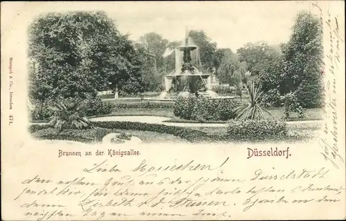 Ak Düsseldorf am Rhein, Brunnen an der Königsallee