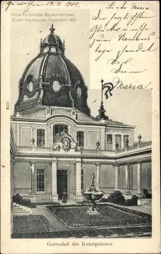 Ak Düsseldorf, Kunstausstellung 1902, Kunstpalast, Gartenhof
