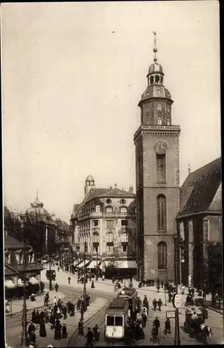 Ak Frankfurt am Main,  Katharinenkirche, Straßenbahn