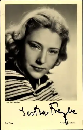 Ak Schauspielerin Jutta Freybe, Ross Verlag A 3349 1, Portrait, Autogramm