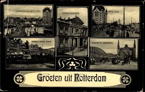 Ak Rotterdam Südholland Niederlande, Museum Boymans, Witte Huis, Leuvelbrug