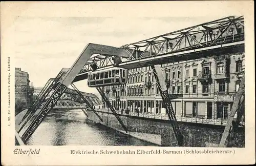 Ak Elberfeld Wuppertal, Elektrische Schwebebahn, Schlossbleicherstraße