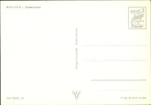 Ak Wolfen in Sachsen Anhalt, Puschkinplatz, Busse, Autos