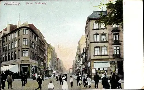 Ak Hamburg Mitte Altstadt, Neuer Steinweg, Passanten