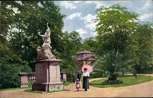 Ak Dresden Zentrum Altstadt, Wirklichkeitsbilder, Partie am Eingang zur Haupthalle im Großen Garten