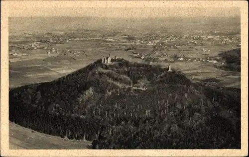 Ak Görlitz in der Lausitz, Landeskrone, Fliegeraufnahme