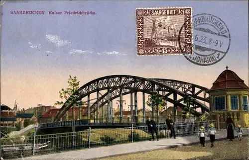 Ak Saarbrücken im Saarland, Kaiser Friedrich Brücke