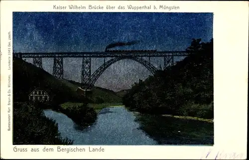 Luna Ak Solingen im Bergischen Land, Müngstener Brücke, Kaiser Wilhelm Brücke, Eisenbahn