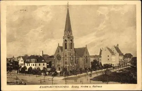 Ak Rüttenscheid Essen im Ruhrgebiet, Kirche und Rathaus