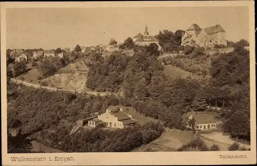 Ak Wolkenstein im Erzgebirge, Teilansicht, Burg, Umgebung