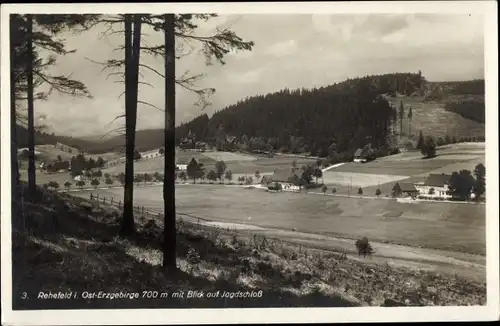 Ak Rehefeld Zaunhaus Altenberg im Erzgebirge, Jagdschloss, Panorama