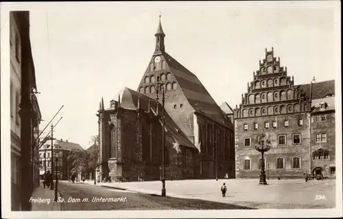 Ak Freiberg in Sachsen, Dom am Untermarkt, Giebelhaus