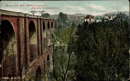 Ak Jocketa Pöhl sächsisches Vogtland,  Elstertalbrücke