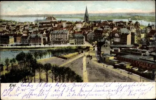 Ak Kiel, Blick auf die Stadt, Kirche, Platz