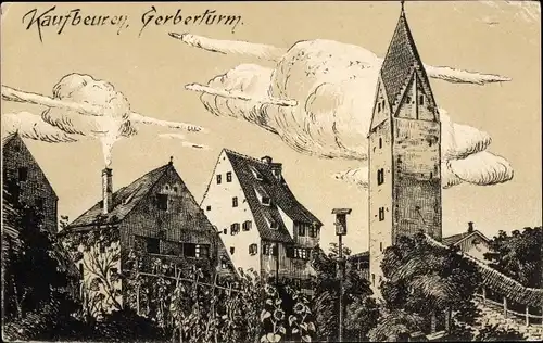 Künstler Ak Kaufbeuren an der Wertach in Schwaben, Gerberturm