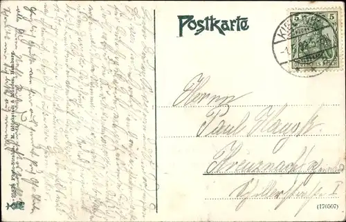 Ak Rendsburg, Kaiser Wilhelm Kanal mit Kriegsschiff